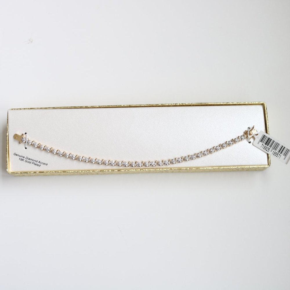 Kohl's Genuine Diamond Accent 18K Gold Plated S linked Tennis Bracelet
